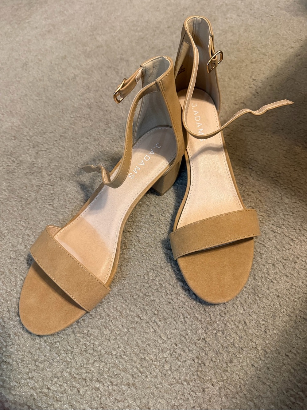 J. Adams Women's Tan Ankle-Strap Block Heel Daisy Sandals